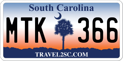 SC license plate MTK366