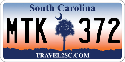 SC license plate MTK372