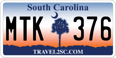 SC license plate MTK376