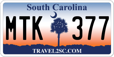 SC license plate MTK377