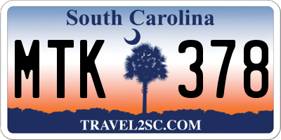 SC license plate MTK378