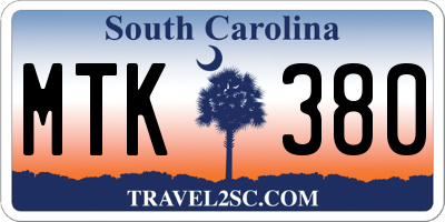 SC license plate MTK380
