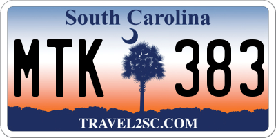 SC license plate MTK383
