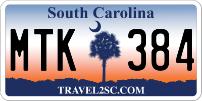 SC license plate MTK384