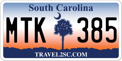 SC license plate MTK385