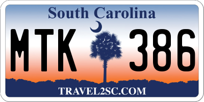 SC license plate MTK386