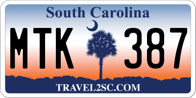 SC license plate MTK387