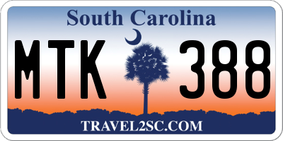 SC license plate MTK388