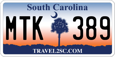 SC license plate MTK389