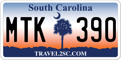 SC license plate MTK390