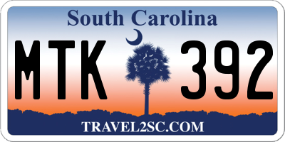 SC license plate MTK392