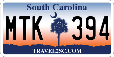 SC license plate MTK394