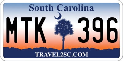 SC license plate MTK396