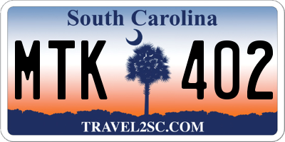 SC license plate MTK402