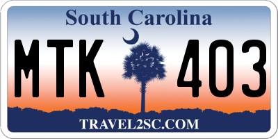 SC license plate MTK403