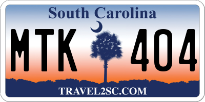 SC license plate MTK404