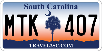 SC license plate MTK407
