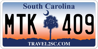 SC license plate MTK409