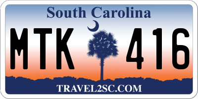 SC license plate MTK416