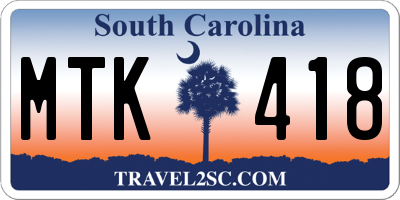 SC license plate MTK418