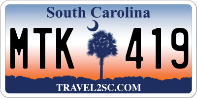SC license plate MTK419