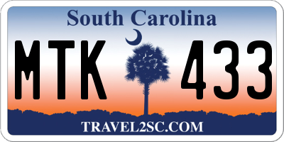 SC license plate MTK433