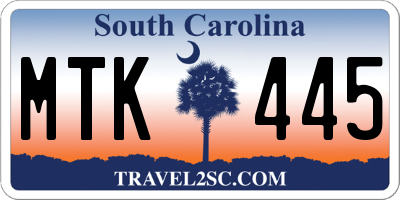 SC license plate MTK445