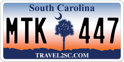SC license plate MTK447