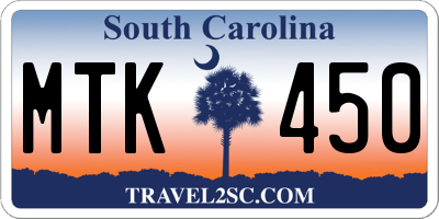 SC license plate MTK450