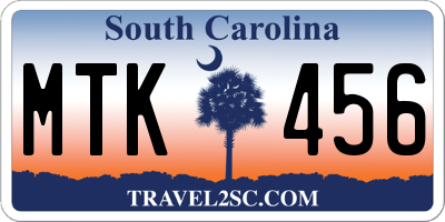 SC license plate MTK456