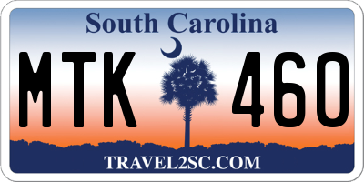 SC license plate MTK460