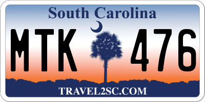 SC license plate MTK476