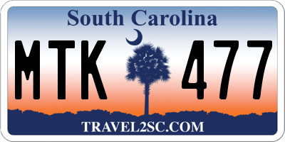 SC license plate MTK477