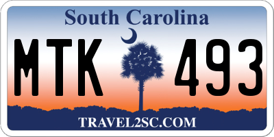 SC license plate MTK493