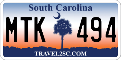 SC license plate MTK494