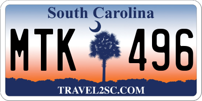 SC license plate MTK496
