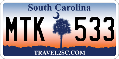 SC license plate MTK533