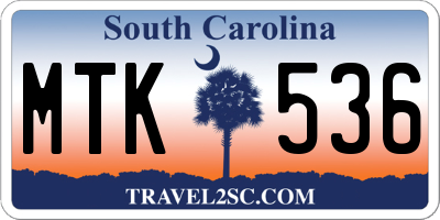 SC license plate MTK536