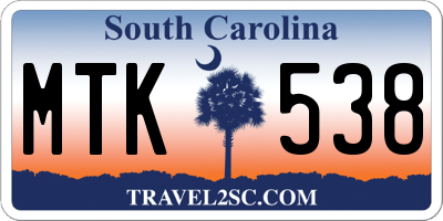 SC license plate MTK538