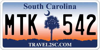 SC license plate MTK542