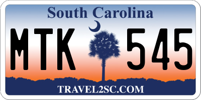 SC license plate MTK545