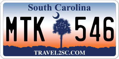 SC license plate MTK546