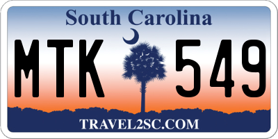 SC license plate MTK549