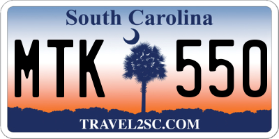 SC license plate MTK550