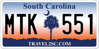 SC license plate MTK551