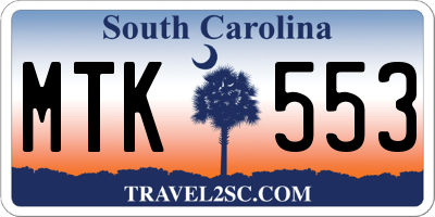 SC license plate MTK553