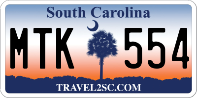 SC license plate MTK554