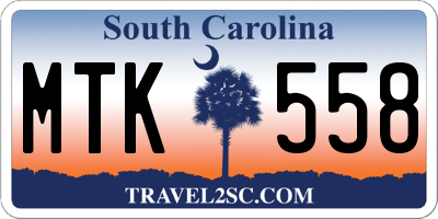 SC license plate MTK558