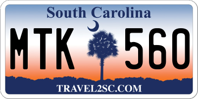 SC license plate MTK560