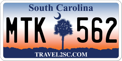 SC license plate MTK562